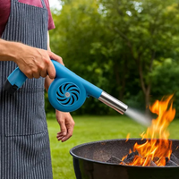 Kit Asados Parrilla BBQ Estuche 11 Piezas + Soplador Manual