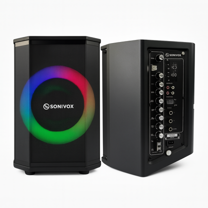 Cabina Sonivox 8" 8000W Bluetooth Luces LED Con Micrófono Altavoz Para Karaoke Parlante Inalambrico Karaoke DJ Fiestas Eventos Graves Potentes