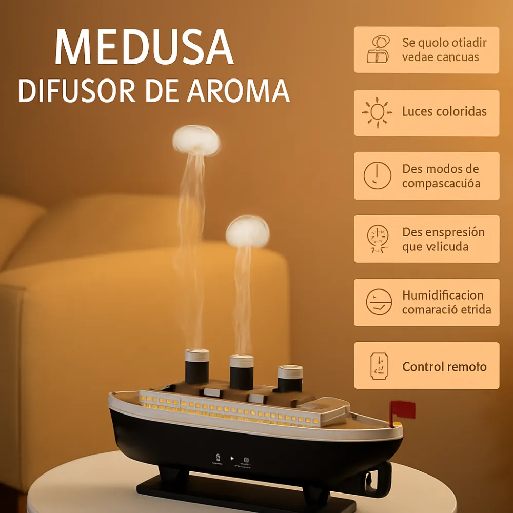 Humidificador Difusor Aromas Electrico Led Niebla Titanic