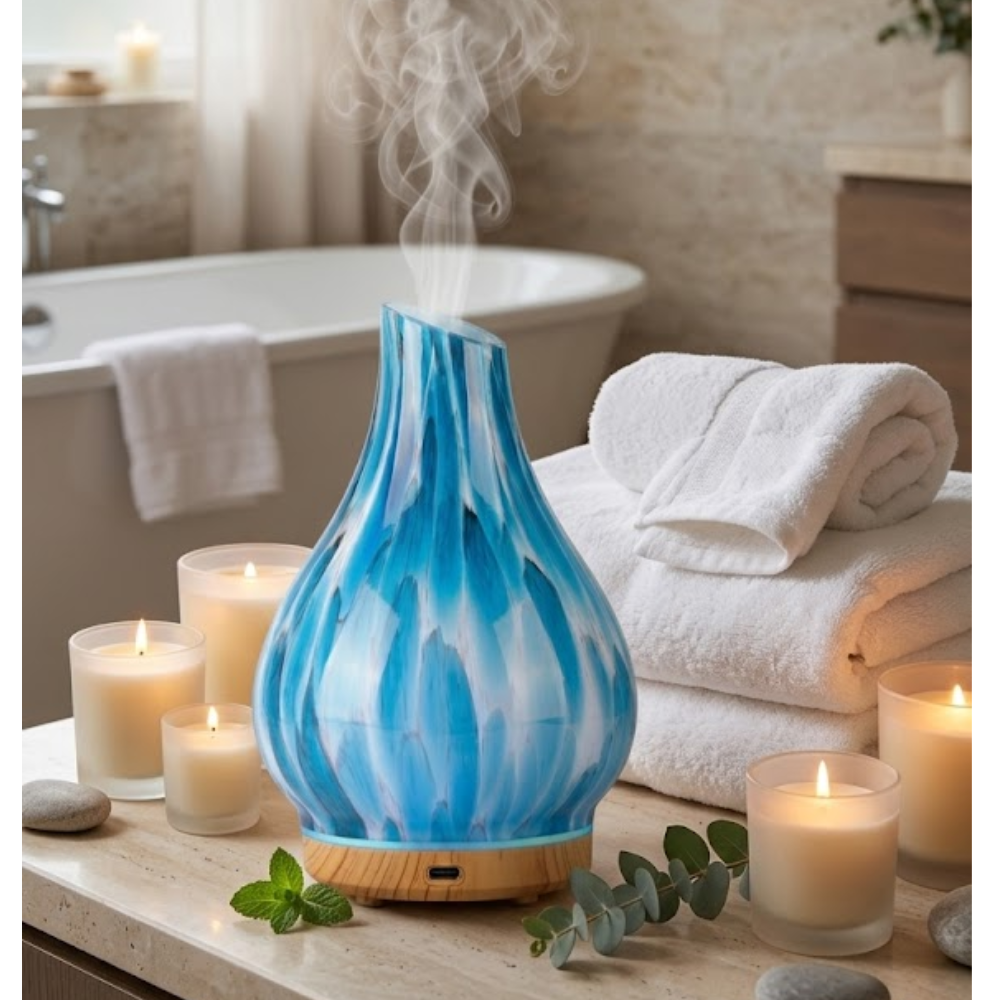 Humidificador Difusor Aromas Electrico Vidrio Jarron Premium