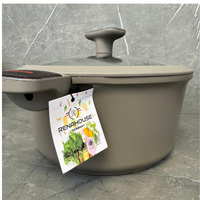 Bateria Cocina Ollas 9 Piezas Marmol Antiadherente Premium Gris