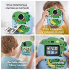 Cámara Infantil Instantánea Con Impresora Dinosaurio Color Verde