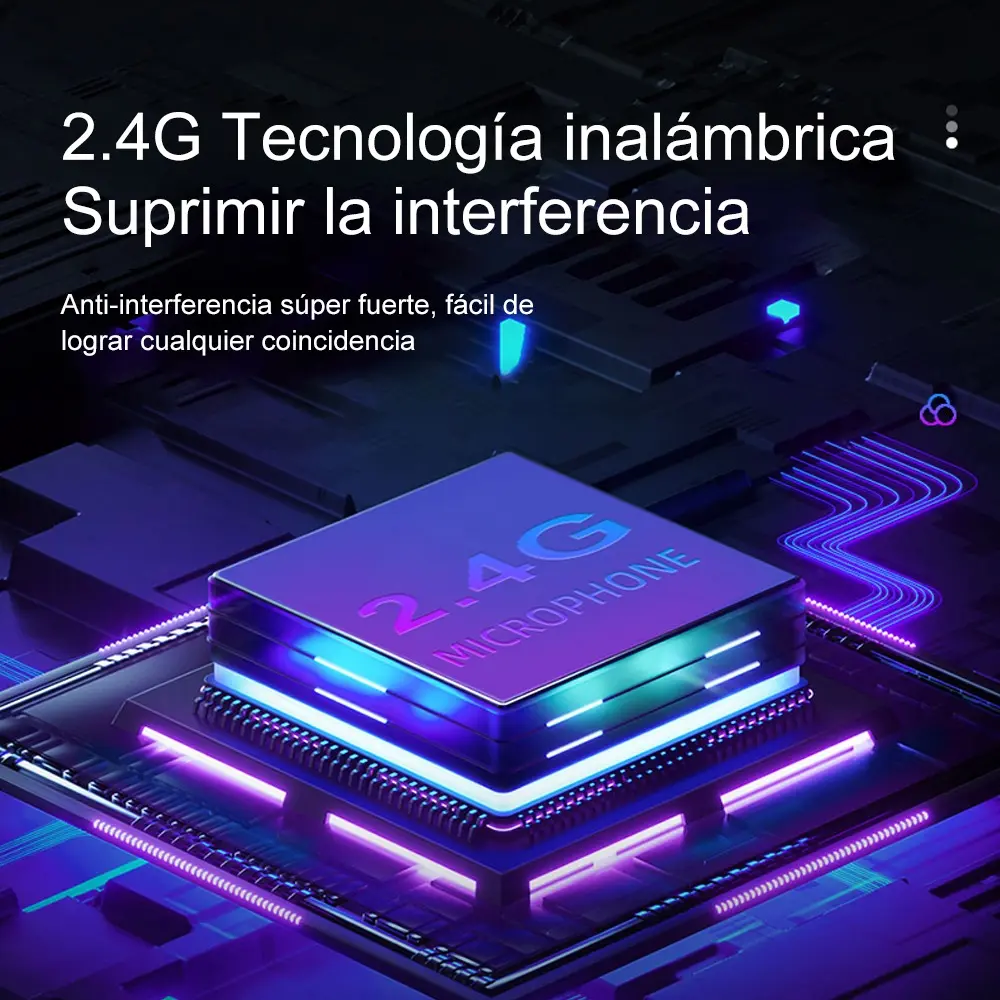 Micrófono Inalámbrico Doble Karaoke Dinámico Profesional Rgb