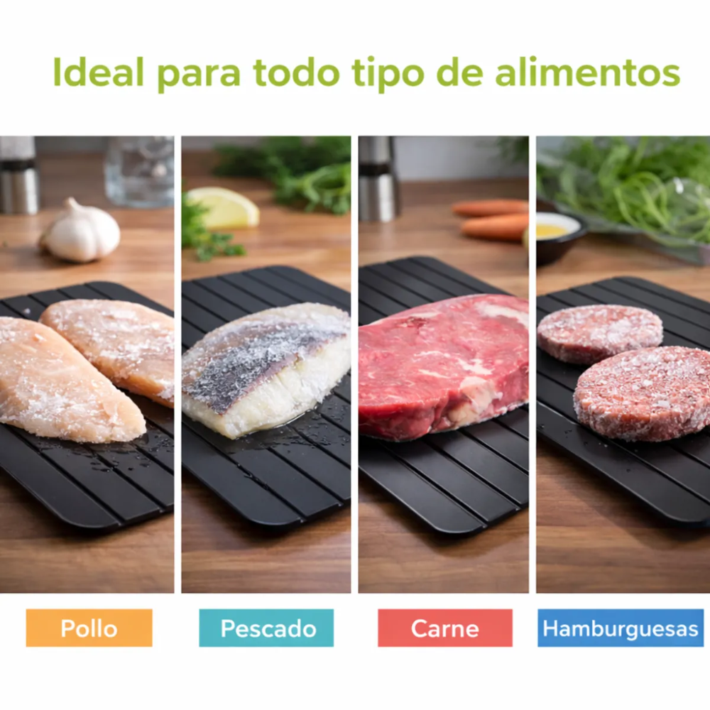 Tabla Descongelador Rápido Carne Pollo Pescado Antiadherente Cocina Defrost