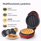 Waflera Eléctrica Sokany 5 en 1 Antiadherente 600W con Placas Intercambiables