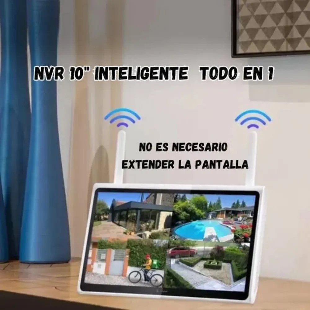 Combo Camaras Seguridad Wifi Interior Exterior Nvr Pantalla