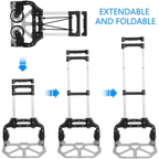 Carretilla aluminio Plegable 3 Ruedas 80 kg Portátil Gomas de Sujeción ligera y resistente