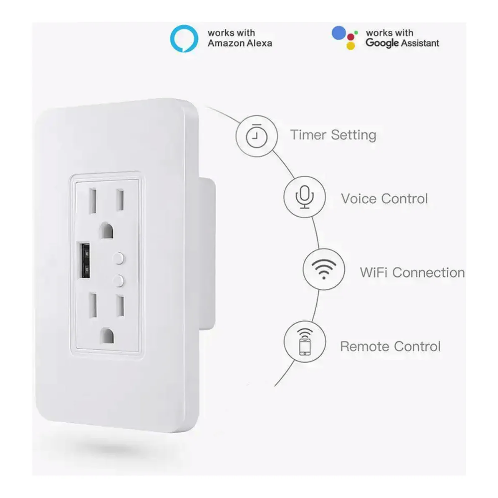 Toma Corriente Doble Inteligente Wifi App Alexa Google Home
