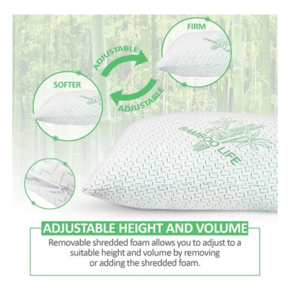 Almohada Suave Ortopedica Cojin Bamboo Premium Suave Pack 2