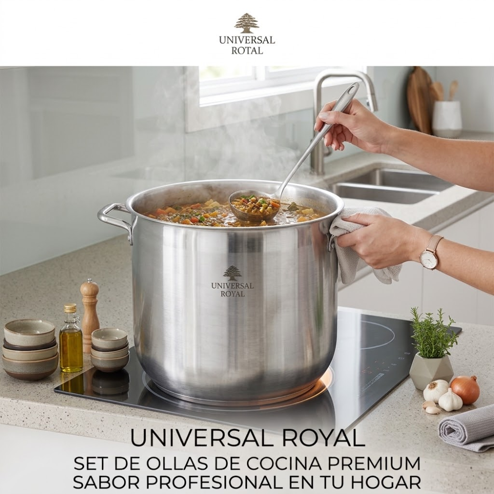 Juego Dos Ollas Soperas Universal Royal Acero Inoxidable 37 Litros