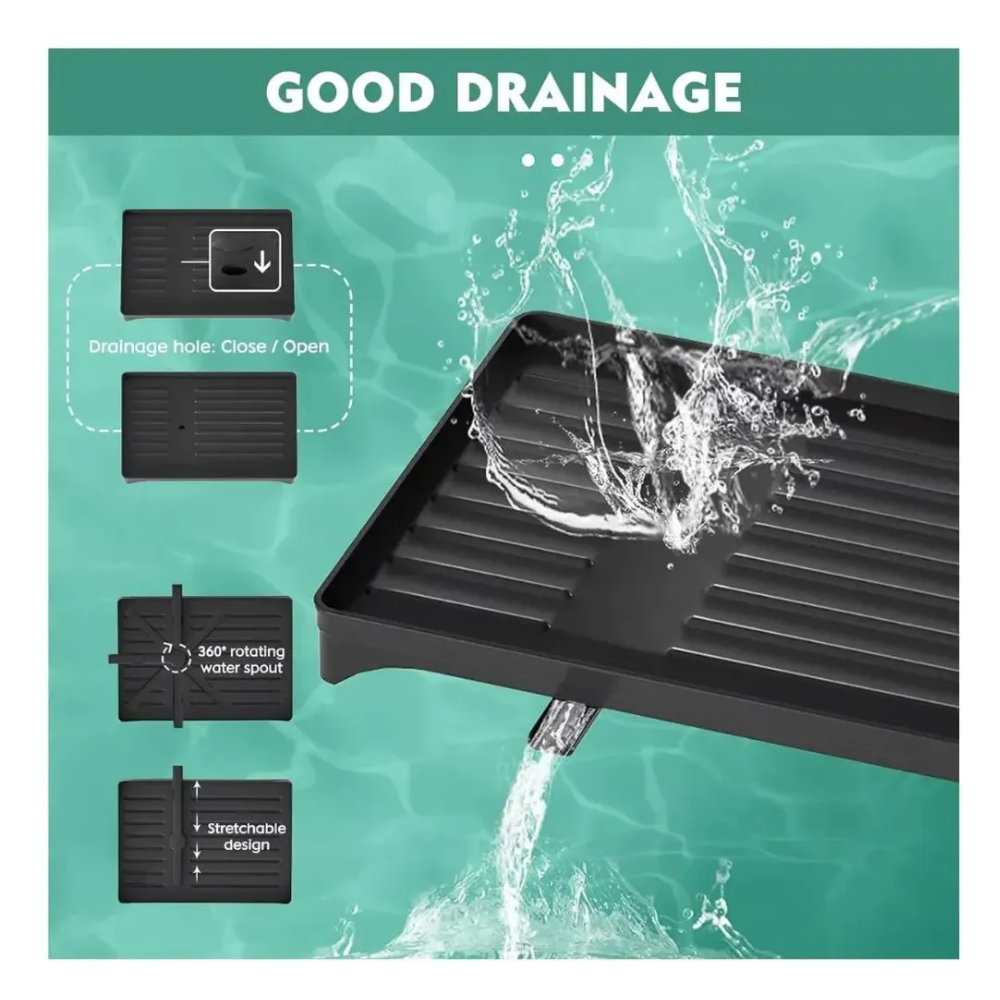 Escurridor Inoxidable Platero 2 Niveles Estante Cocina 43cm Negro