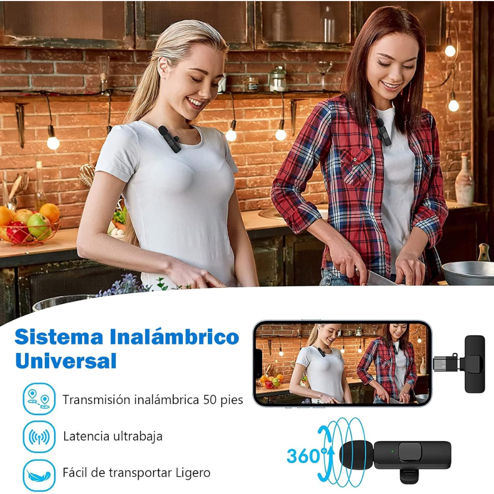 Micrófono Inalámbrico 2 E 1 Solapa K9 Celulares Tipo C Y iPhone