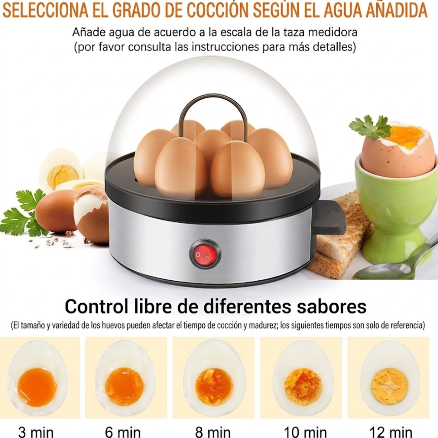 Hervidor Huevos Vapor Electrico Automático Huevos Tibios