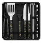 Kit Asados Parrilla BBQ Estuche 11 Piezas + Soplador Manual