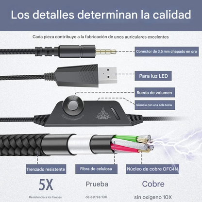 Audífonos Gamer Diadema Auricular Compatible Pc Ps5 Ps4 Xbox