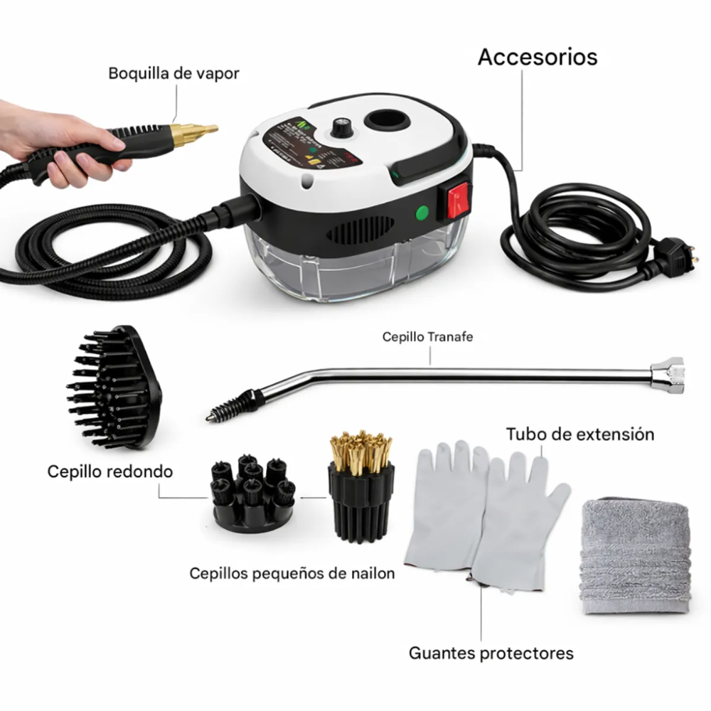 Limpiador a Vapor Eléctrico de Alta Presión 2500W Portátil para Hogar y Cocina