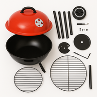 Thumbnail for 🔥Asador Portátil de Carbón con Ruedas y Tapa Esmaltada 🍖