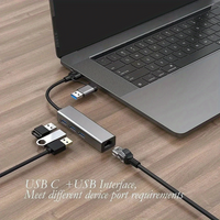Convertidor USB Tipo C a 3 Puertos USB + Puerto RJ45 Red Ethernet Alta Velocidad