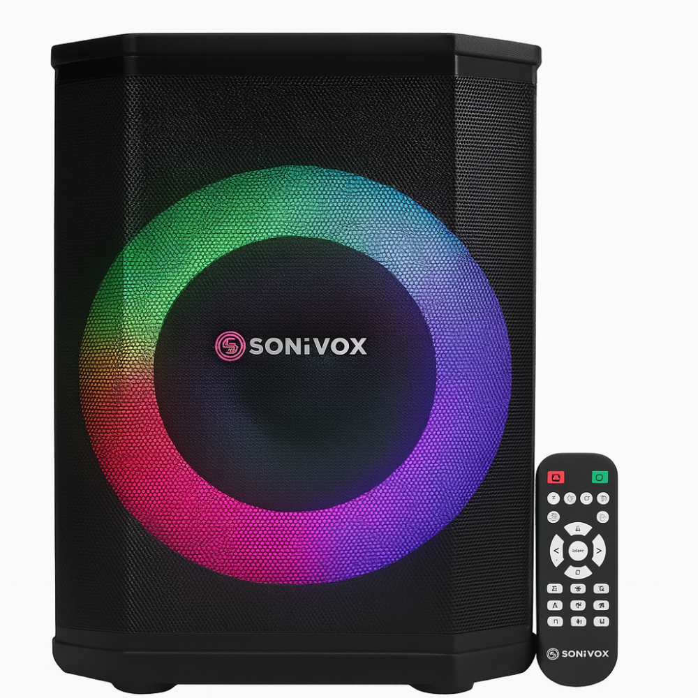 Cabina Sonivox 8" 8000W Bluetooth Luces LED Con Micrófono Altavoz Para Karaoke Parlante Inalambrico Karaoke DJ Fiestas Eventos Graves Potentes