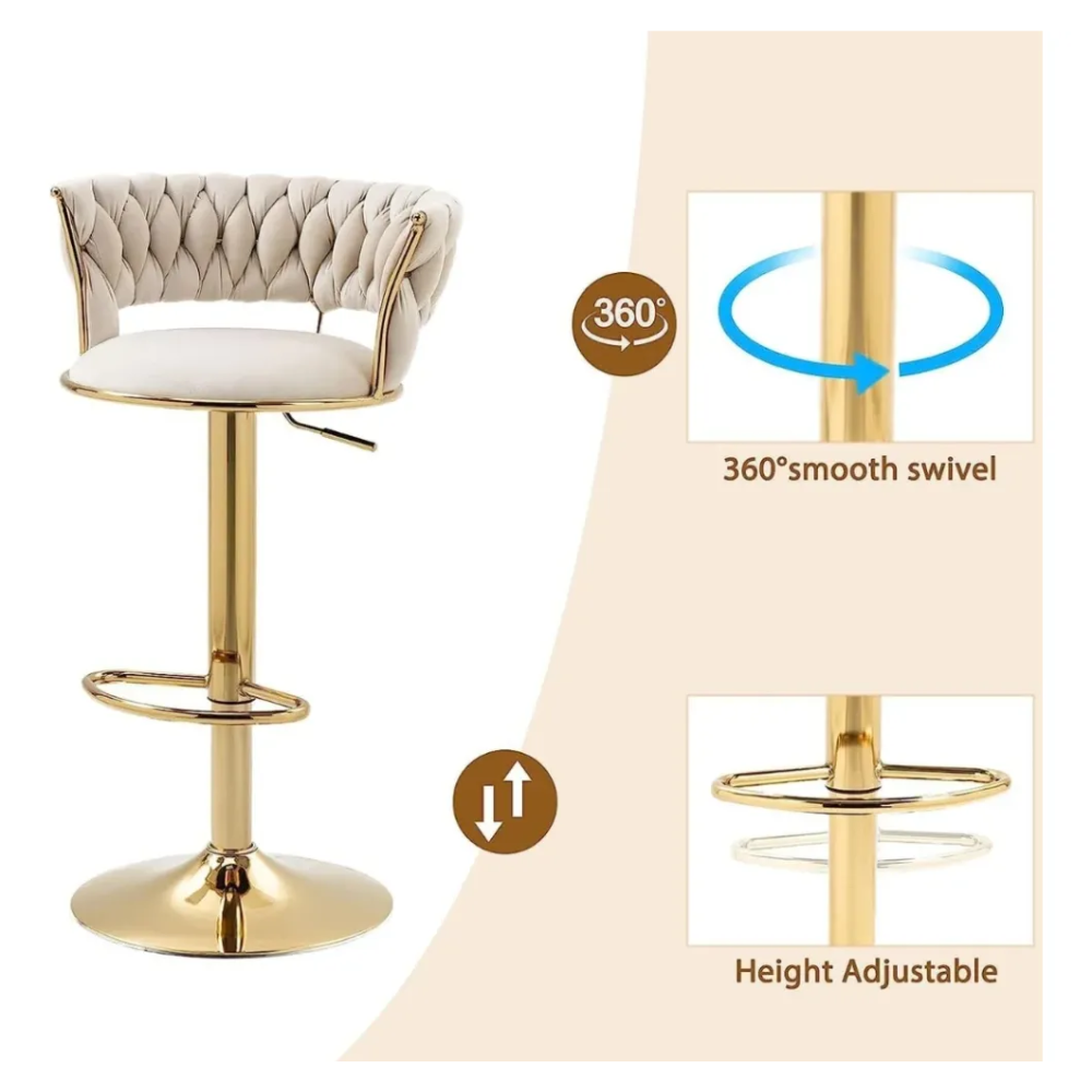 Set X2 Silla Bar Butaco Alta Giratoria Barra Cocina Luxury