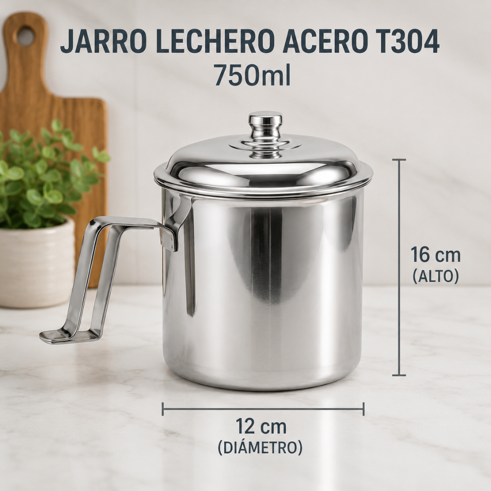 Olleta Jarra Lechera Acero Quirurgico T304 750ml Premium
