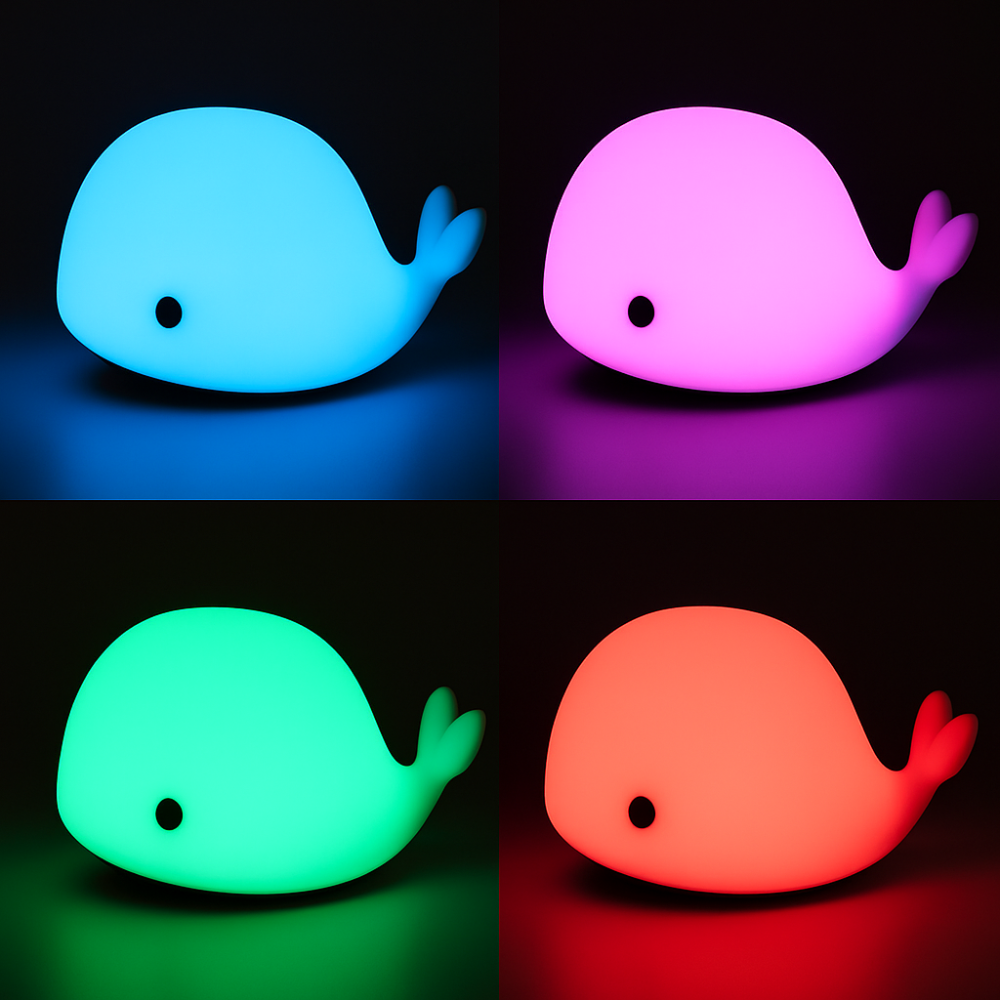 Lámpara Led Infantil Ballena Multicolor Luz Nocturna Usb