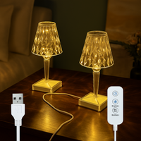 Lámpara LED Decorativa Cristal USB 3 Tonos Táctil Recargable