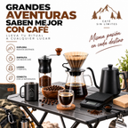 Set Cafetero Portátil Molinillo Manual Tetera Cuello Cisne Goteo 600ml