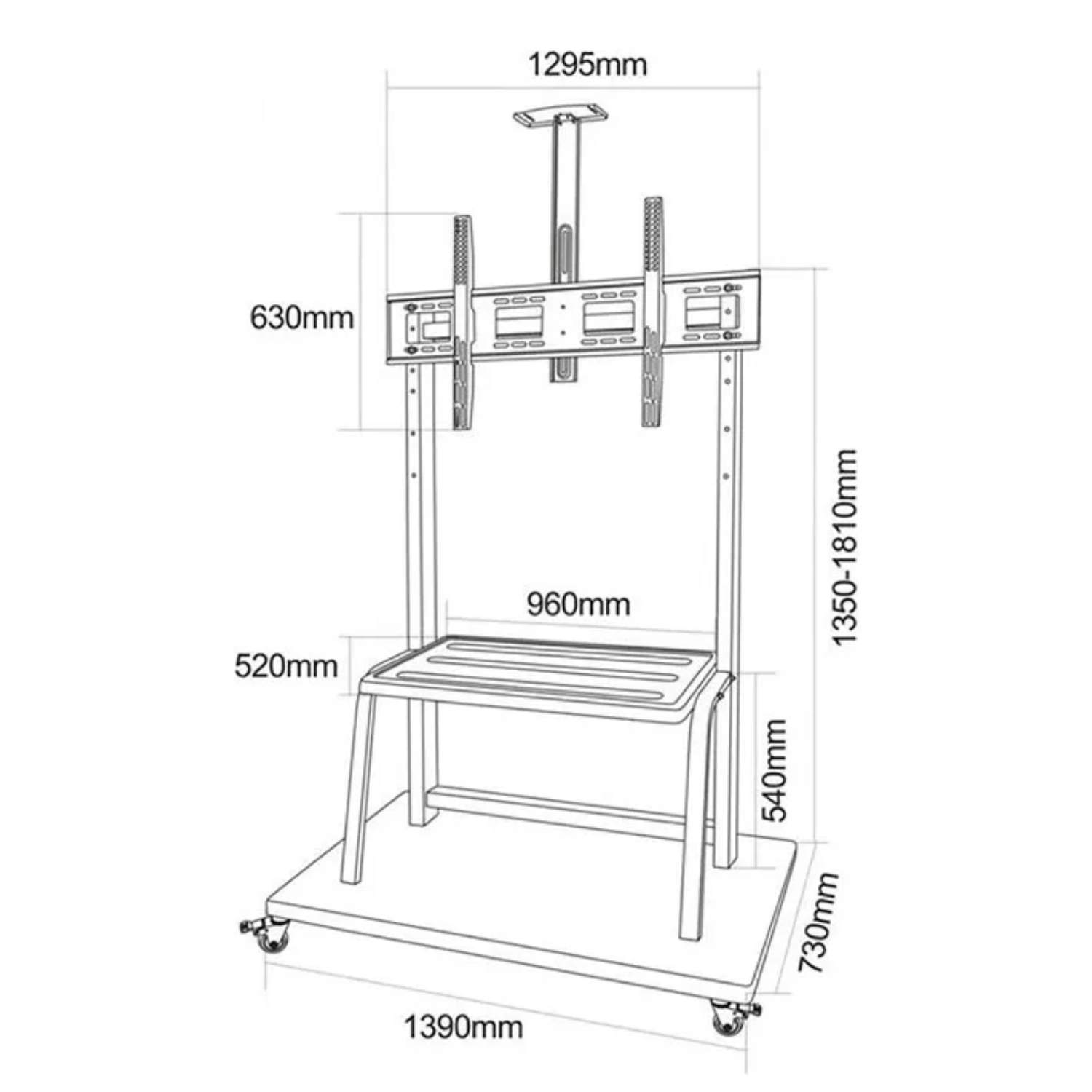 Soporte Pedestal Tv 98 A 150 Móvil Ruedas Resistente