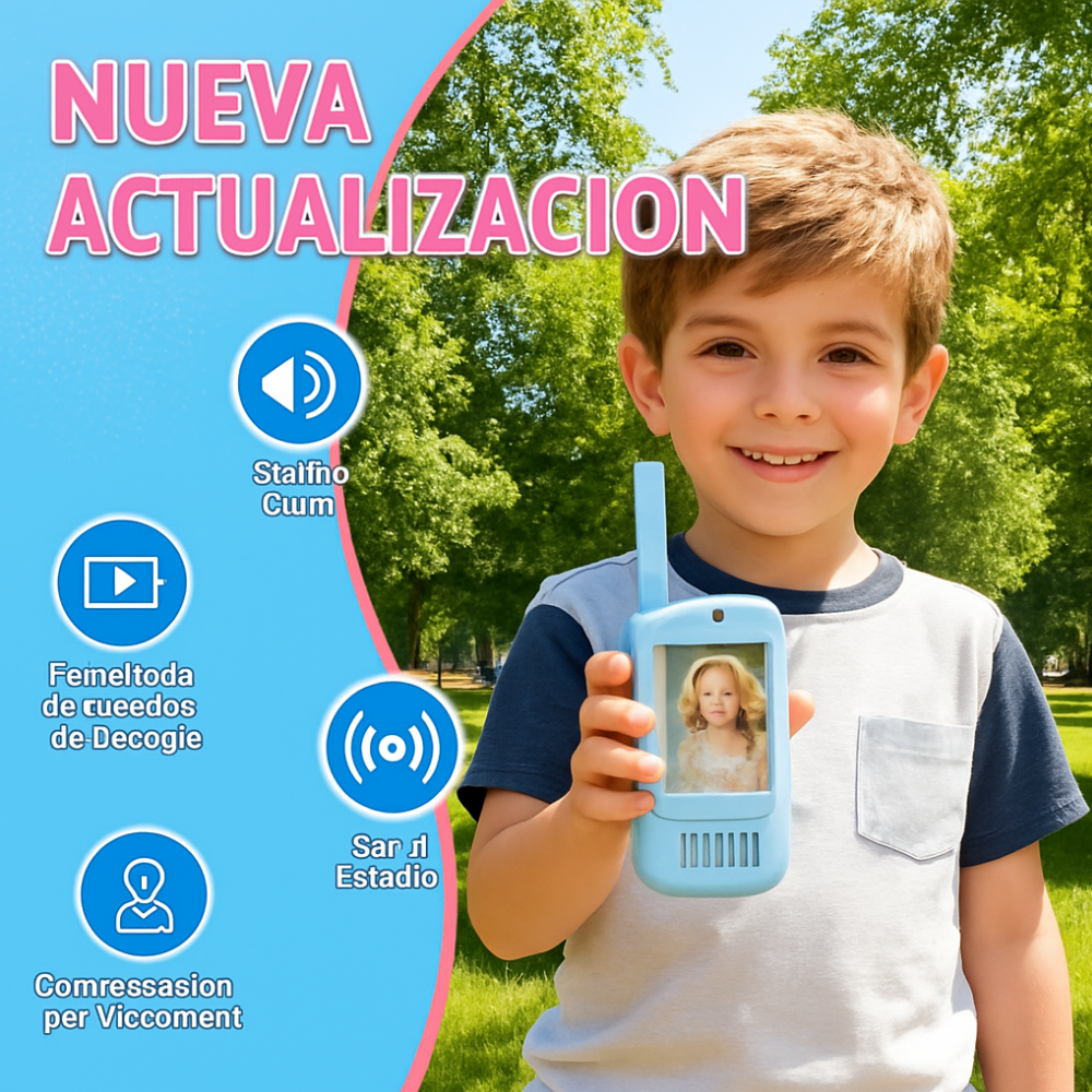 Walkie Talkie Niños Video Llamada Recargable Tipo C Pantalla