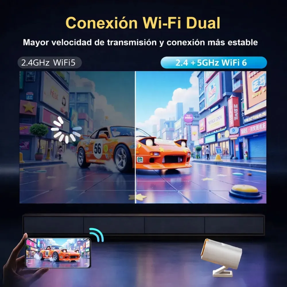 Proyector Video Beam Wifi 2000 Lúmenes 150 Pulgadas Control Blanco 110v