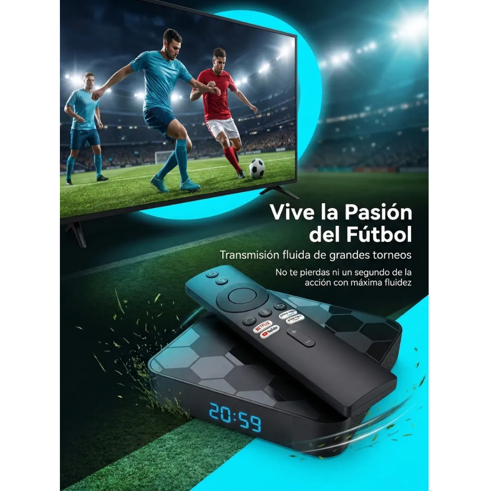 Tv Box I96 Football Android Tv 8k Wifi Bt Chromecast Voz