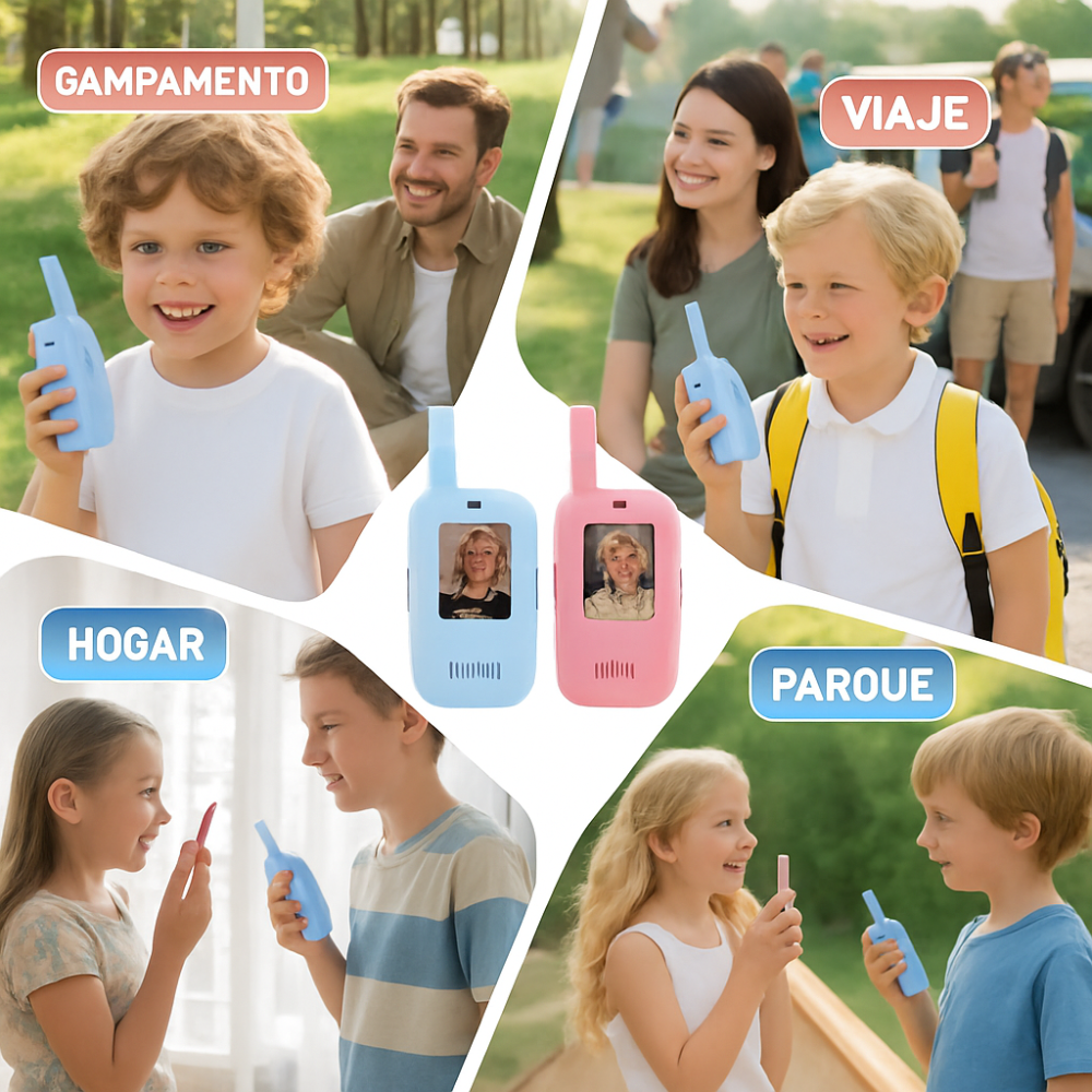 Walkie Talkie Niños Video Llamada Recargable Tipo C Pantalla