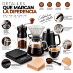 Set Cafetero Portátil Molinillo Manual Tetera Cuello Cisne Goteo 600ml