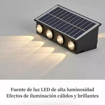 Lámpara Panel Solar Pared Exterior Luz Cálida Decorativa