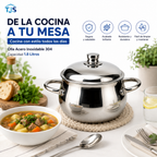 Olla Perla Premium Tapa Acero Quirúrgico T304 1.8 Litros Brillo Espejo