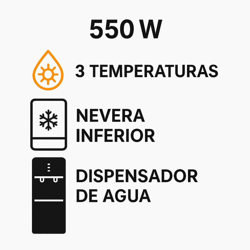 Dispensador Sokany 3 Temperaturas + Nevera  ¡Agua al Instante y Espacio Extra!
