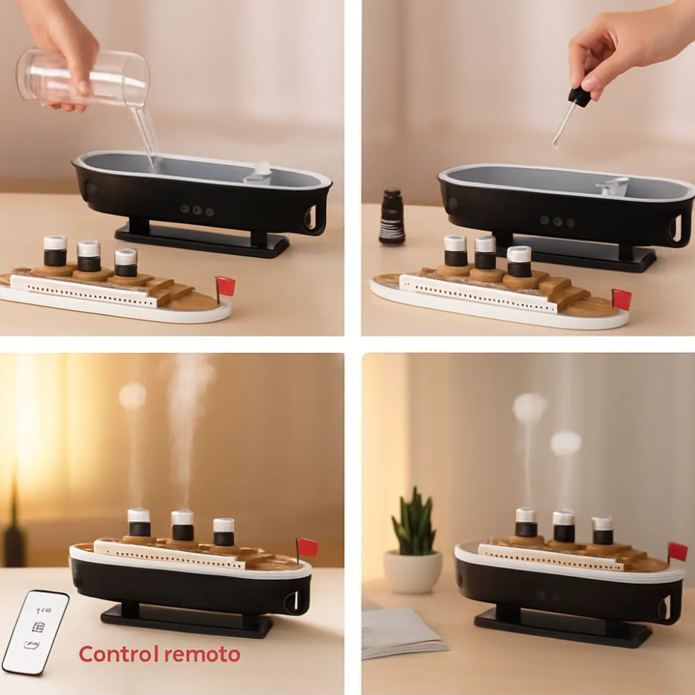 Humidificador Difusor Aromas Electrico Led Niebla Titanic