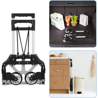 Carretilla aluminio Plegable 3 Ruedas 80 kg Portátil Gomas de Sujeción ligera y resistente