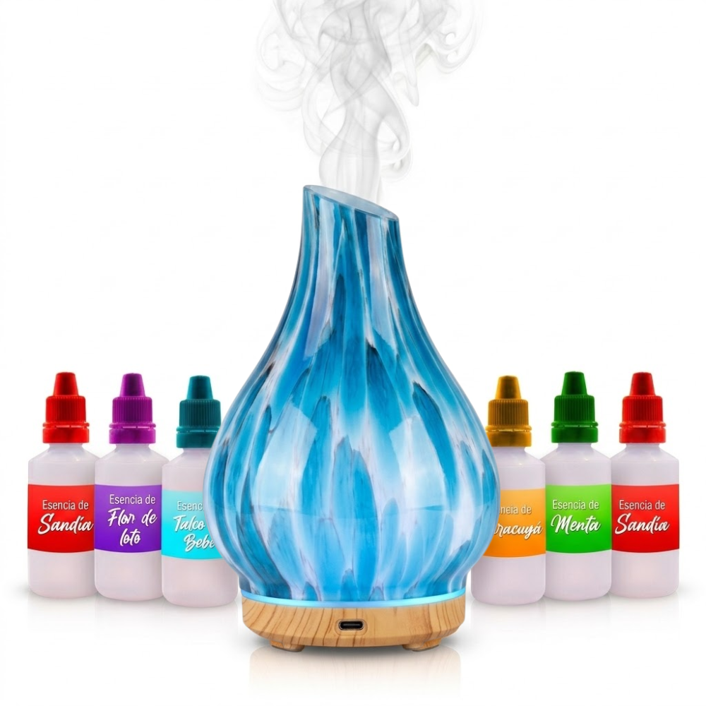 Humidificador Difusor Aromas Electrico Vidrio Jarron Premium
