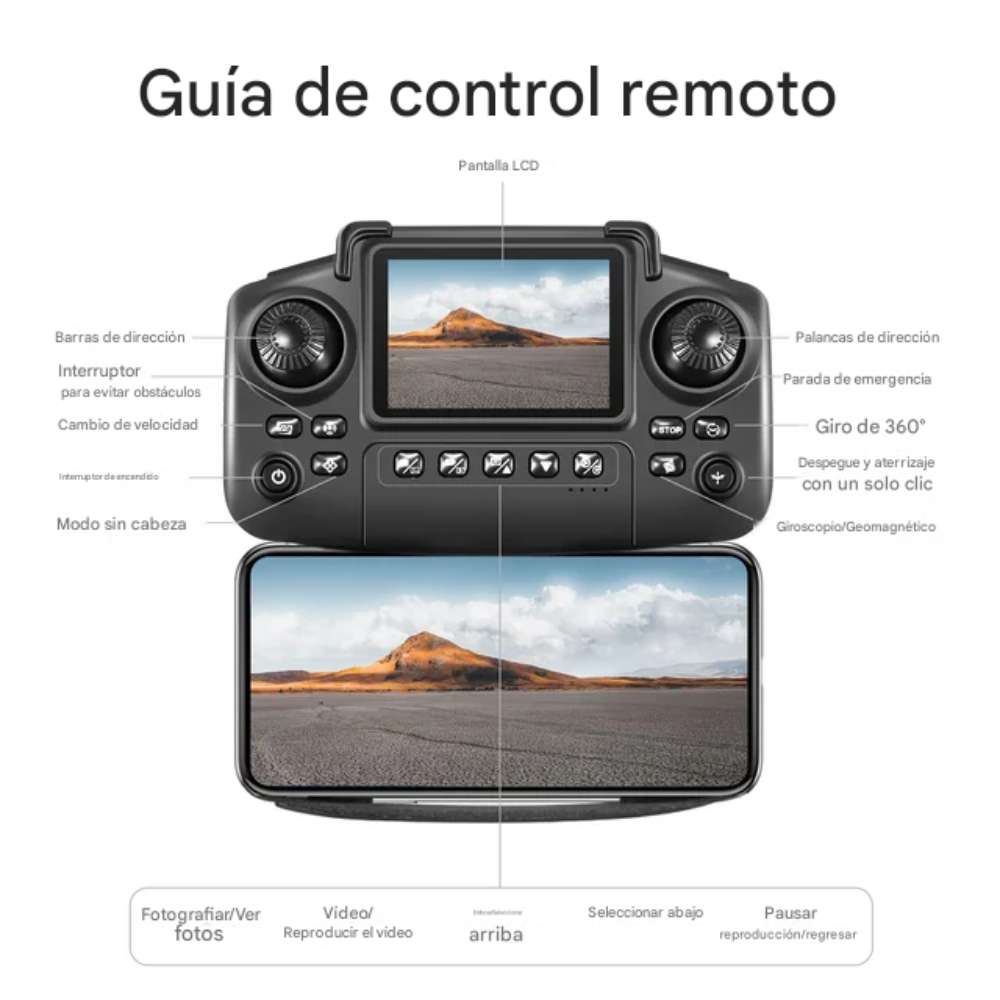 Drone Mini Dual Cámara Pantalla Doble Bateria Motor Brushles