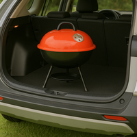 Thumbnail for 🔥Asador Portátil de Carbón con Ruedas y Tapa Esmaltada 🍖