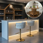 Set X2 Sillas Bar Butaco Alta Giratoria Barra Cocina Premium Cromado Blanco