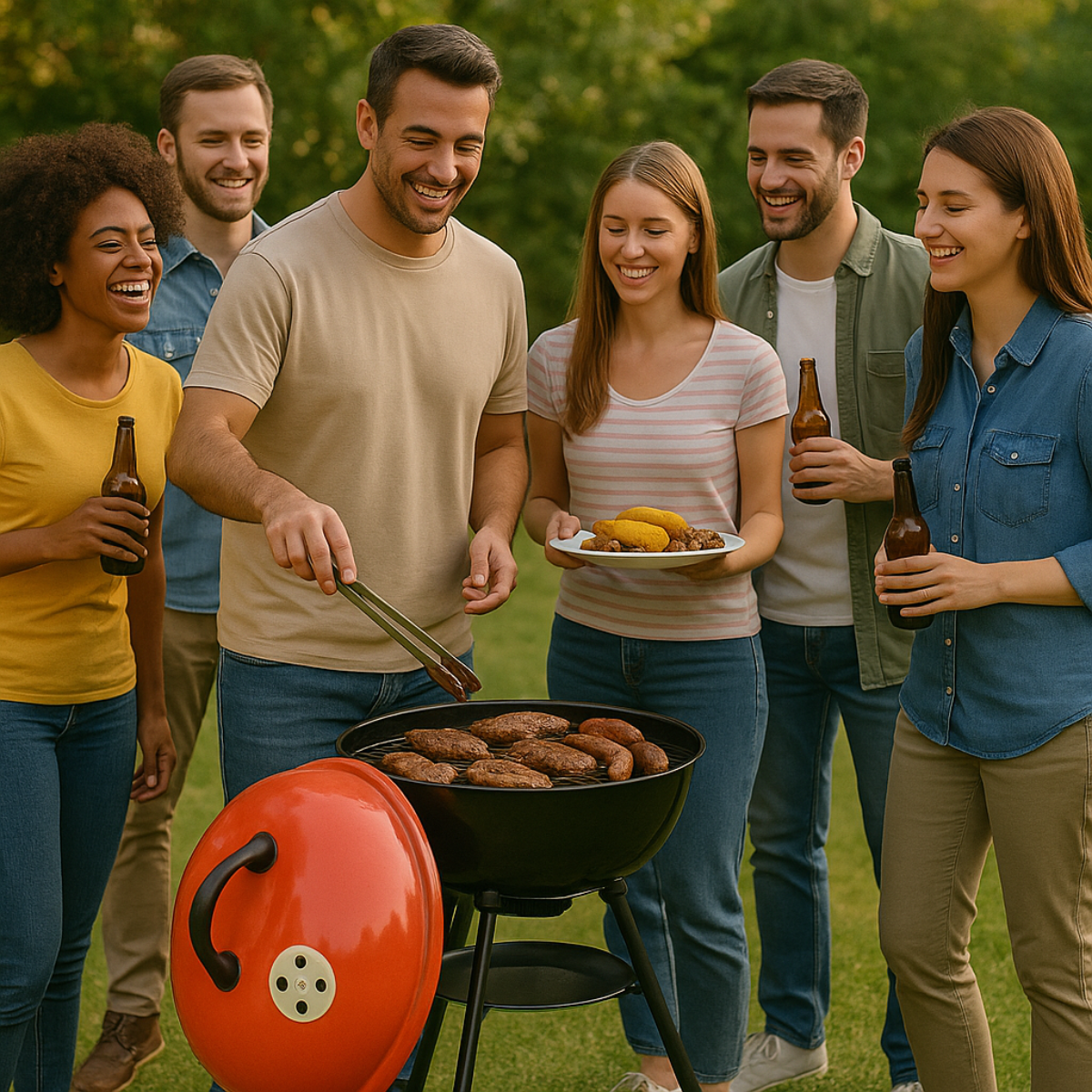 🔥Asador Portátil de Carbón con Ruedas y Tapa Esmaltada 🍖