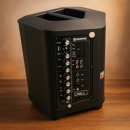 Cabina Sonivox 8" 8000W Bluetooth Luces LED Con Micrófono Altavoz Para Karaoke Parlante Inalambrico Karaoke DJ Fiestas Eventos Graves Potentes