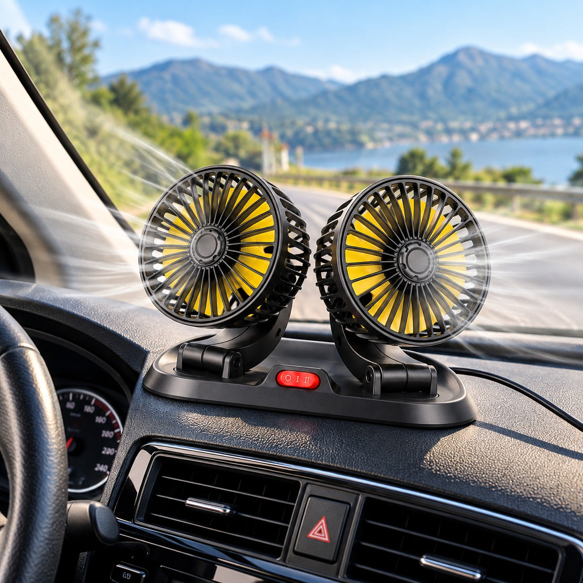 Ventilador Doble Cabezal Carro Oficina USB Graduable Aromaterapia