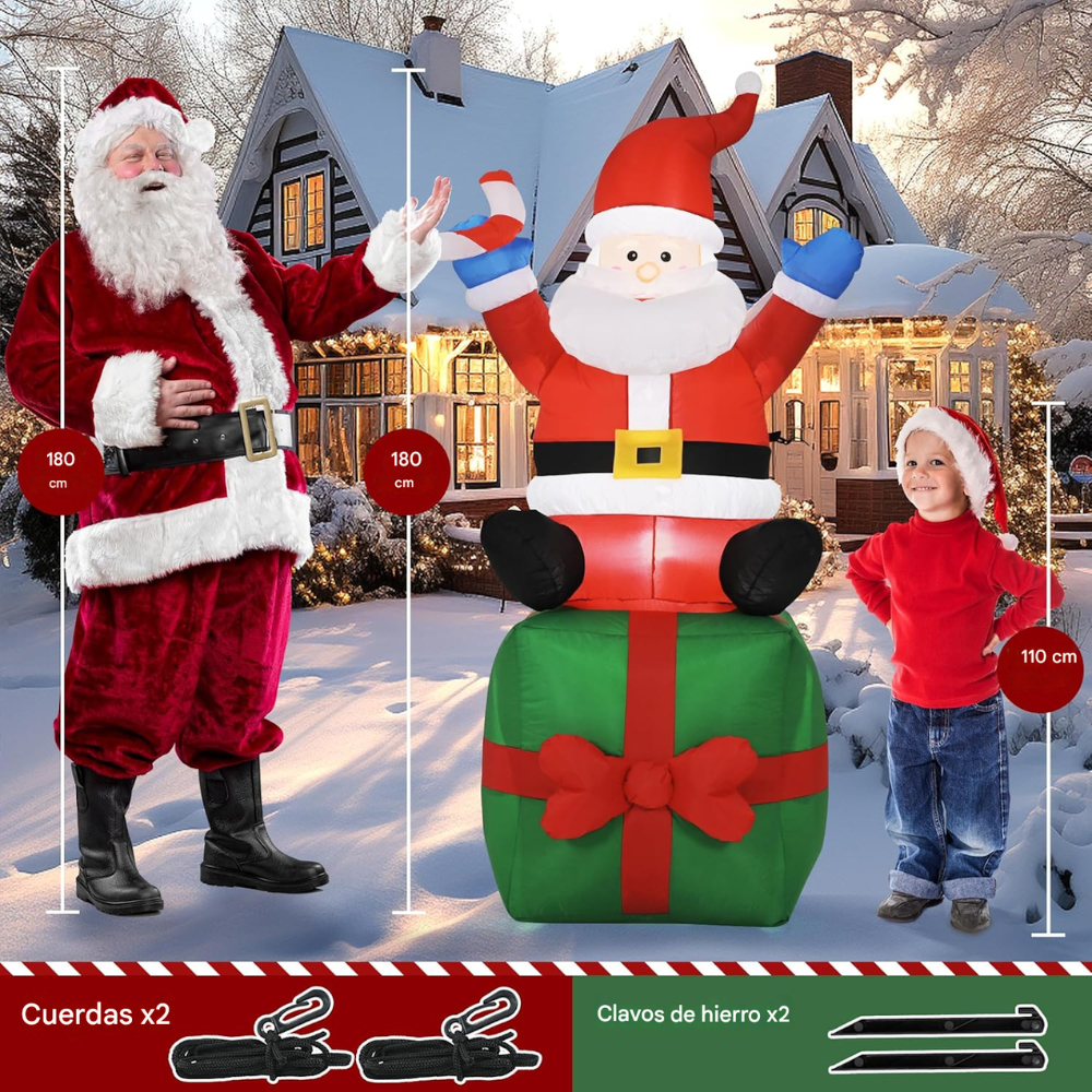 Muñeco Papa Noel Inflable Navideño Decoracion Navideña 180cm