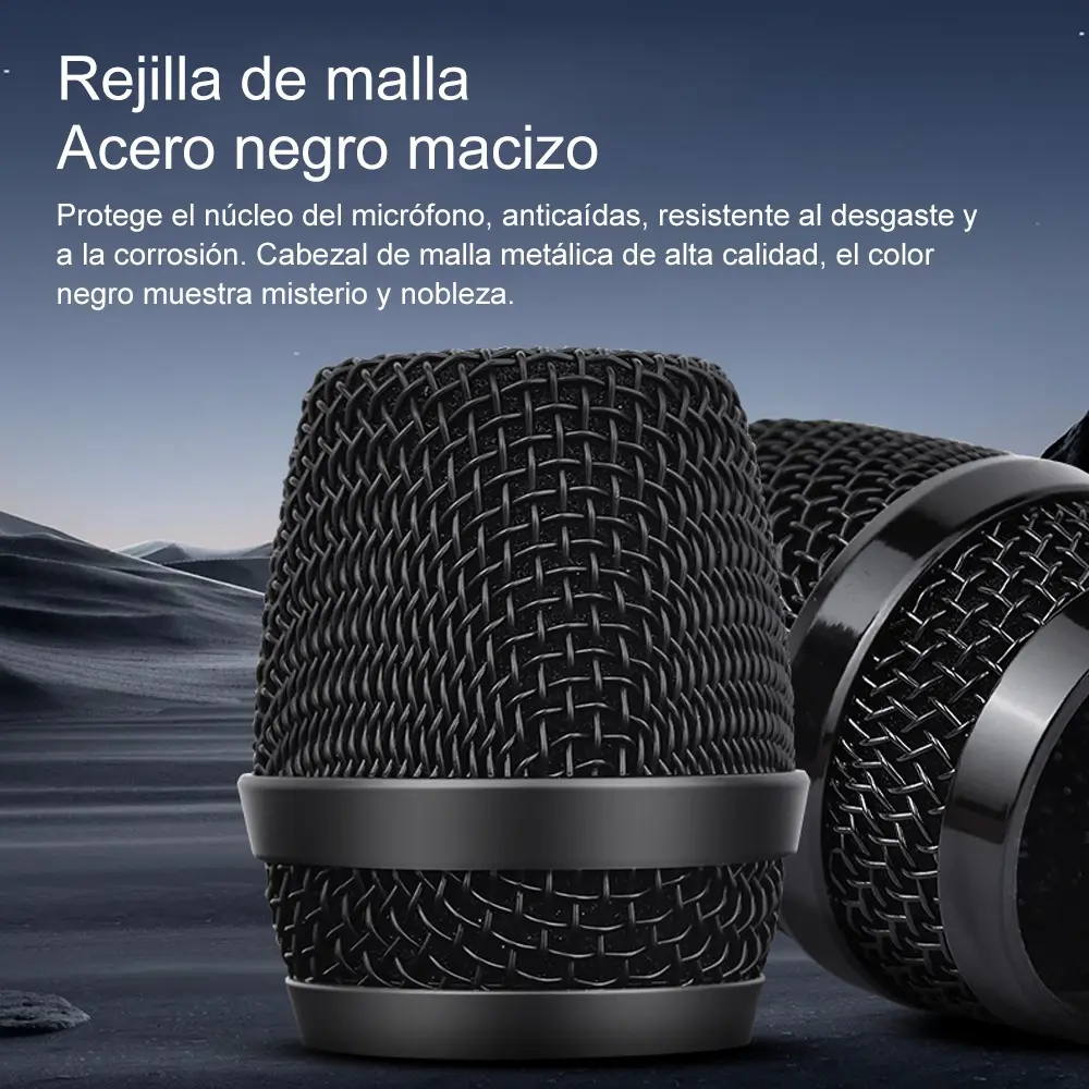 Micrófono Inalámbrico Doble Karaoke Dinámico Profesional Rgb