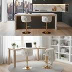 Set X2 Sillas Bar Butaco Alta Giratoria Barra Cocina Premium Cromado Blanco