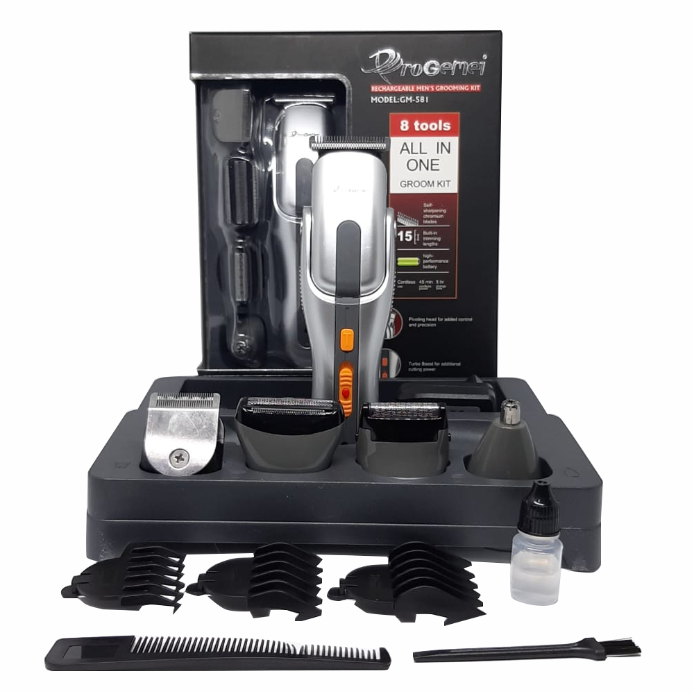 Afeitadora Y Peluquería Recargable Progemei 8 En 1 + Turbo